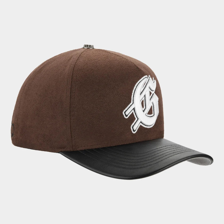 GODSPEED Insignia Leather/Suede Hat (Chocolate/BLACK)