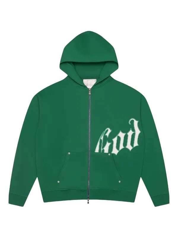 Godspeed Mens OG Logo V2 Zip Up Hoodie Green/White