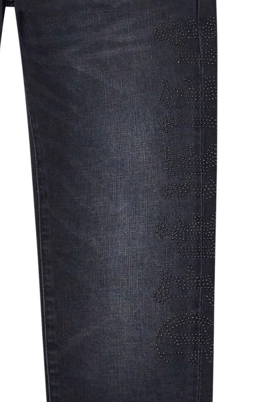 PURPLE-Black Purple Jeans P001 Hotfix Logo-P001-SHFL425
