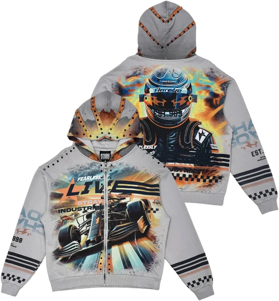 Stray Hoodie - Live Fearlessly Full Zip - Vapor Grey - ST1615 XL
