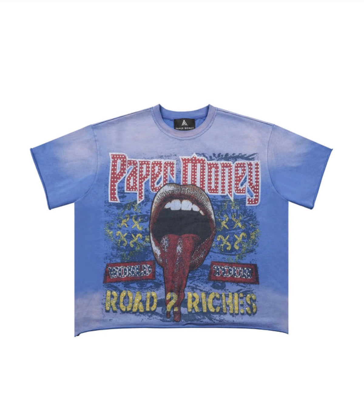 PAPER MONEY-FORTUNE RHINESTONE S/S TEE | BLUE-BH3020-