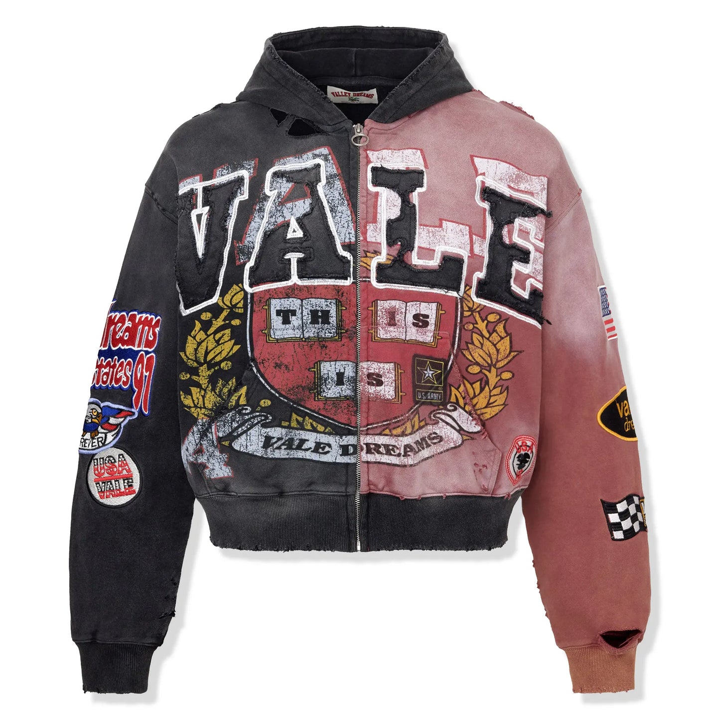 Vale Forever Two Face Zip-Up Hoodie Red/Black
