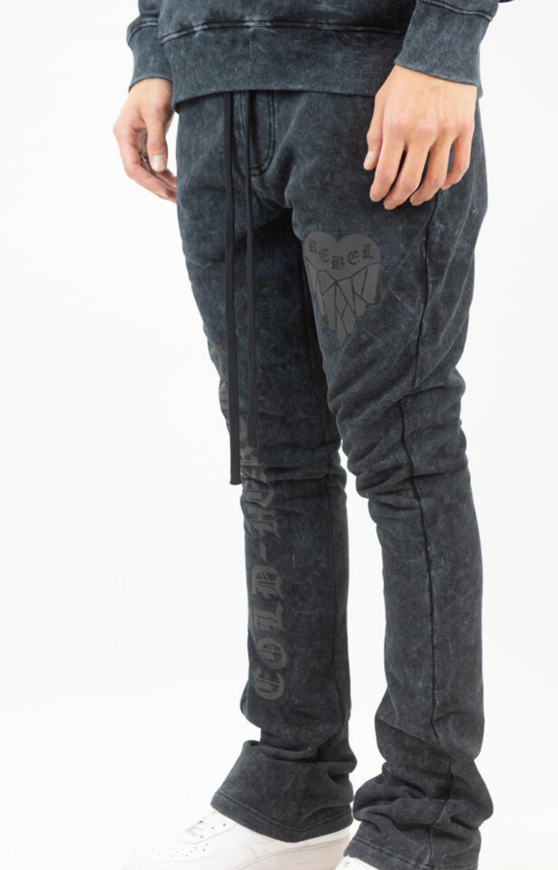 Rebel Minds -COLD HEARTED STACKED FLEECE PANTS 132-424
