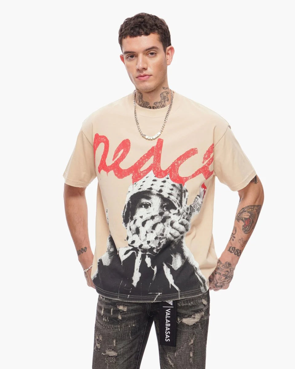 VALABASAS PEACE/PURGE TEE BEIGE