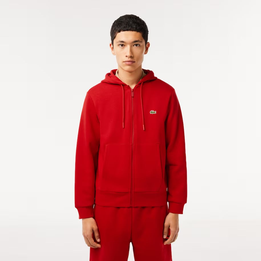 LACOSTE-Men's Kangaroo Pocket Zip-Up Fleece Hoodi—SH9626 51 240