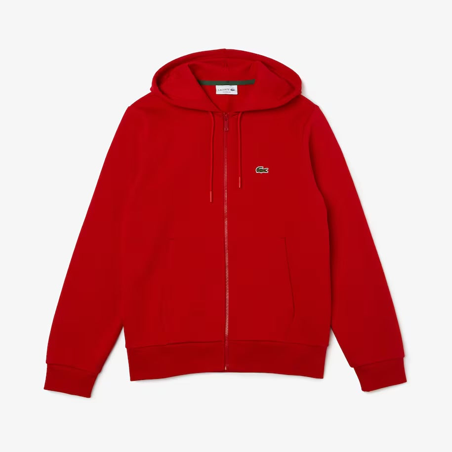 LACOSTE-Men's Kangaroo Pocket Zip-Up Fleece Hoodi—SH9626 51 240
