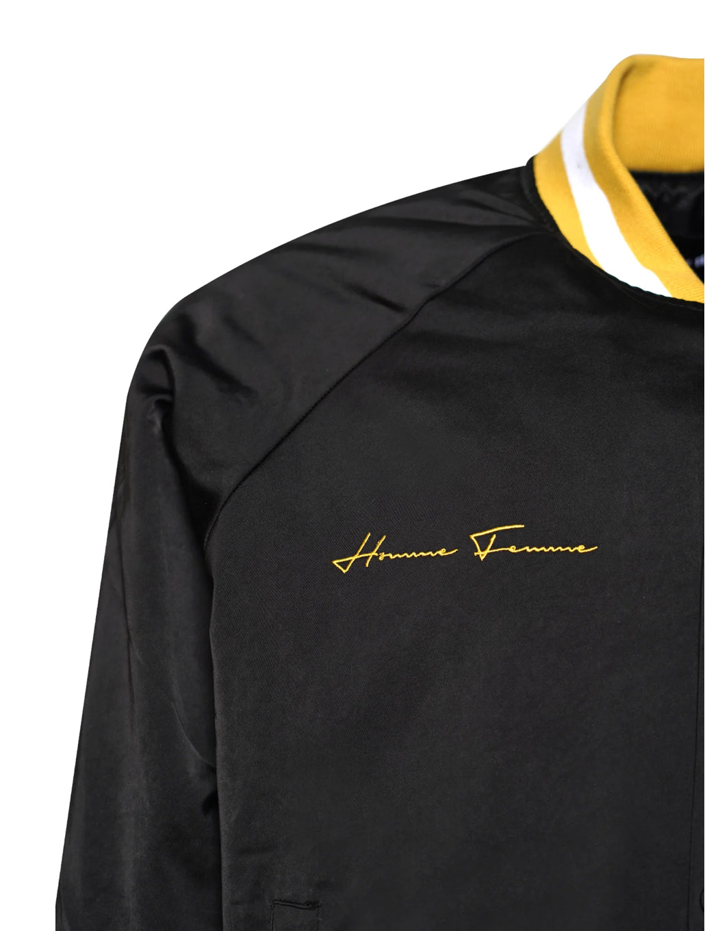HOMME+FEMME-VARSITY JACKET BLACK AND YELLOW -