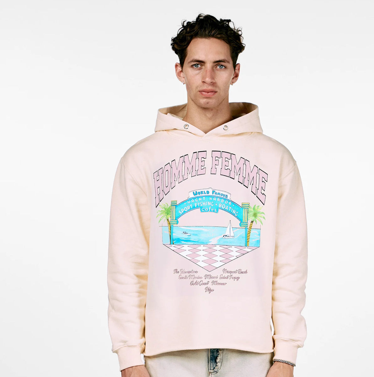HOMME+FEMME-YACHT CLUB HOODIE CREAM