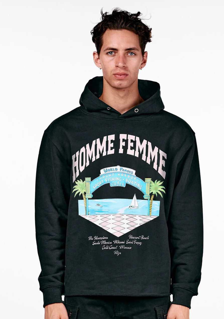 HOMME+FEMME-YACHT CLUB HOODIE BLACK