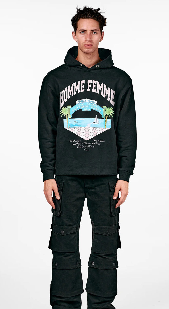 HOMME+FEMME-YACHT CLUB HOODIE BLACK