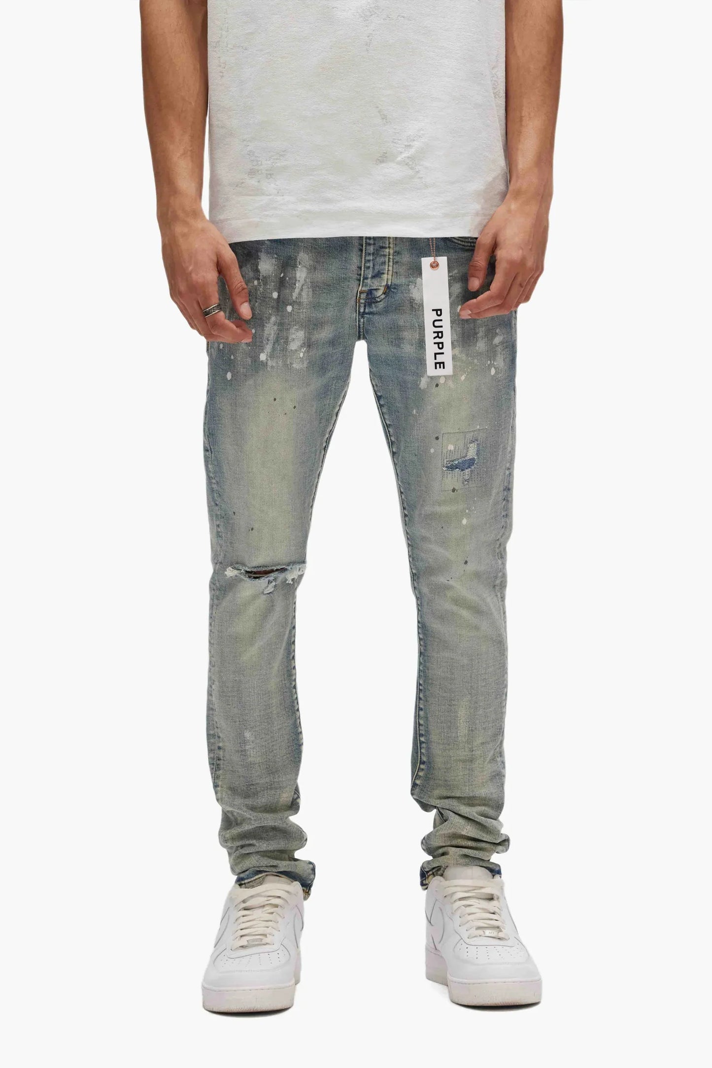 PURPLE Light Indigo Paint Blowout JEANS-P001-LIA