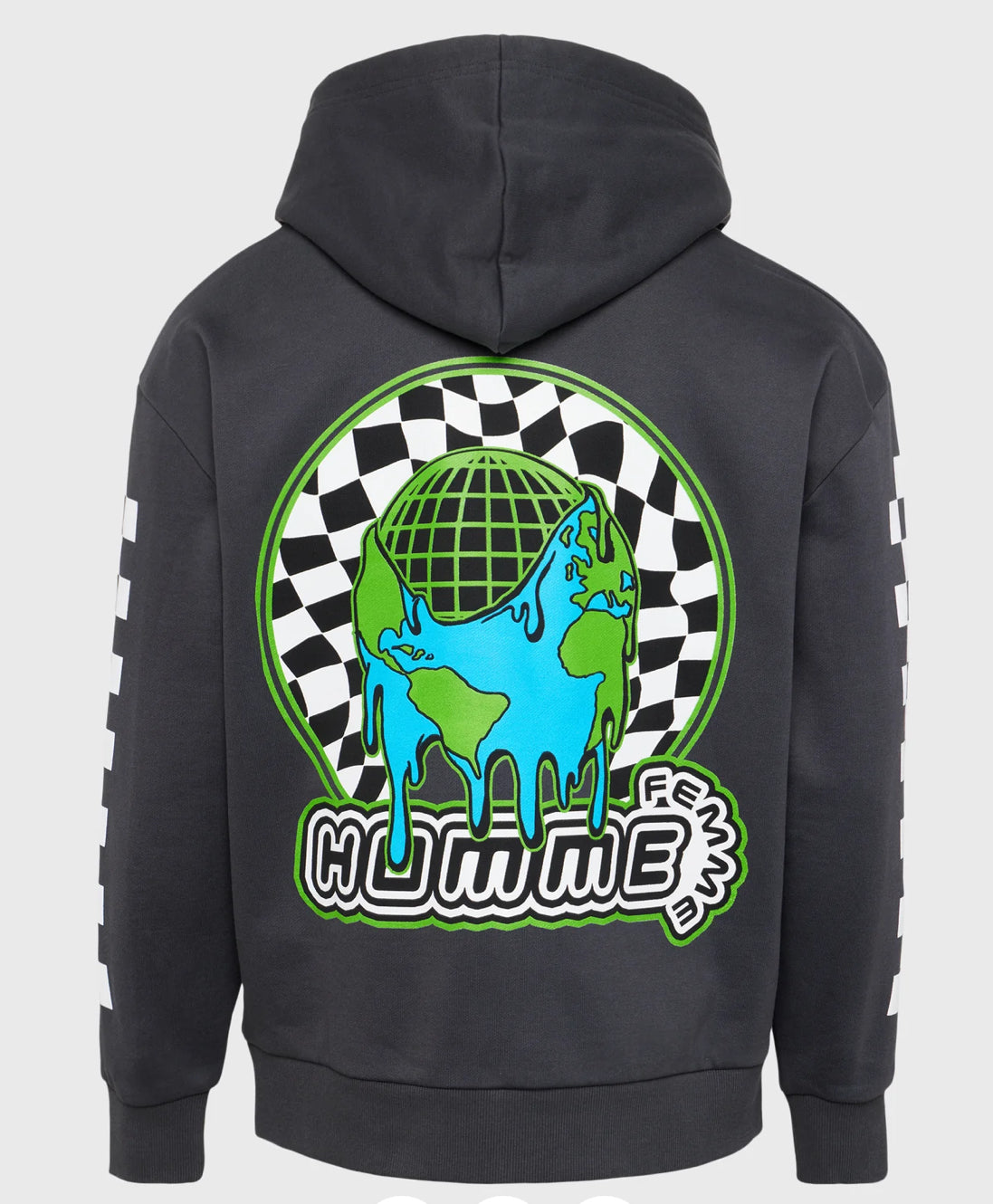 HOMME+FEMME-GLOBAL ZIP HOODIE CHARCOAL