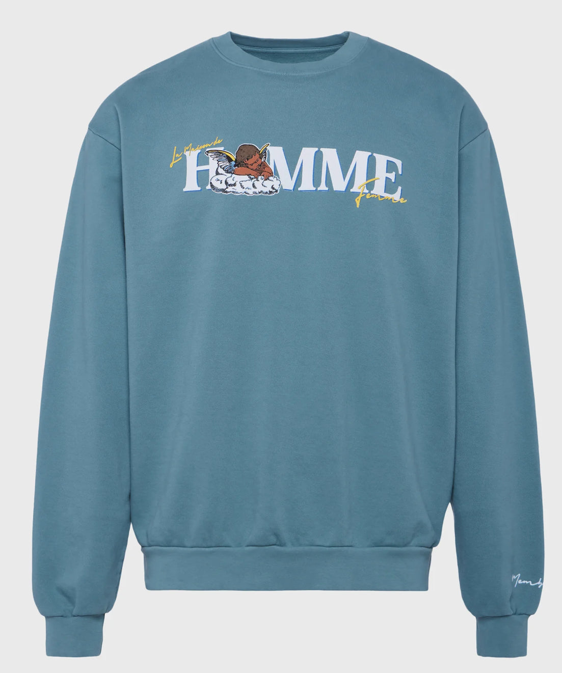 HOMME+FEMME-MAISON ANGELS CREWNECK DEEP TEAL