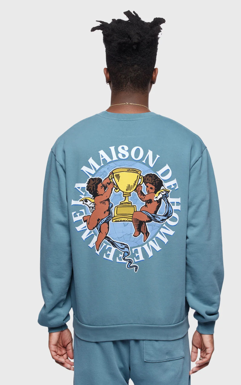 HOMME+FEMME-MAISON ANGELS CREWNECK DEEP TEAL