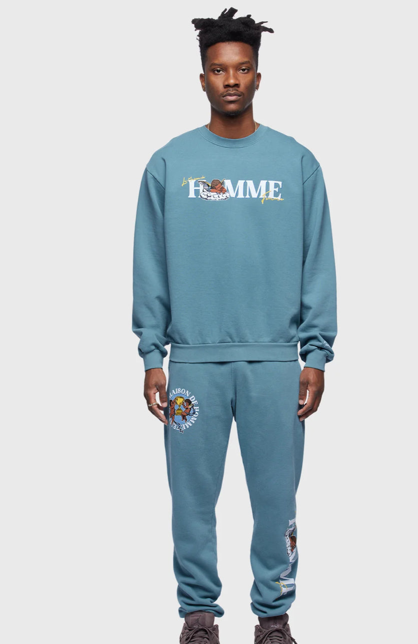 HOMME+FEMME-MAISON ANGELS CREWNECK DEEP TEAL