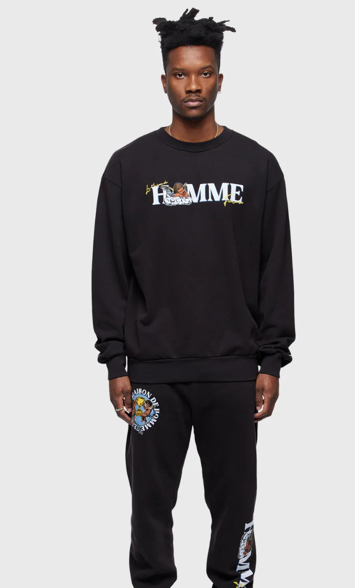 HOMME_FEMME-MAISON ANGELS CREWNECK CHARCOAL