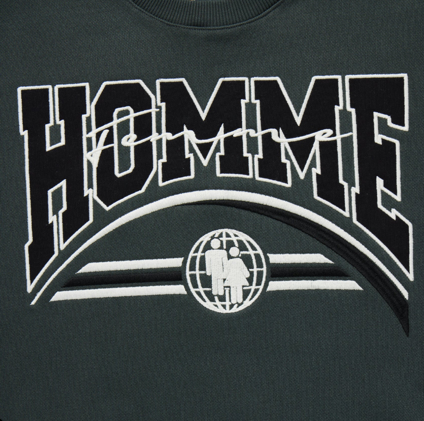 HOMME+FEMME-EMBROIDERED GLOBAL LOGO CREWNECK CHARCOAL