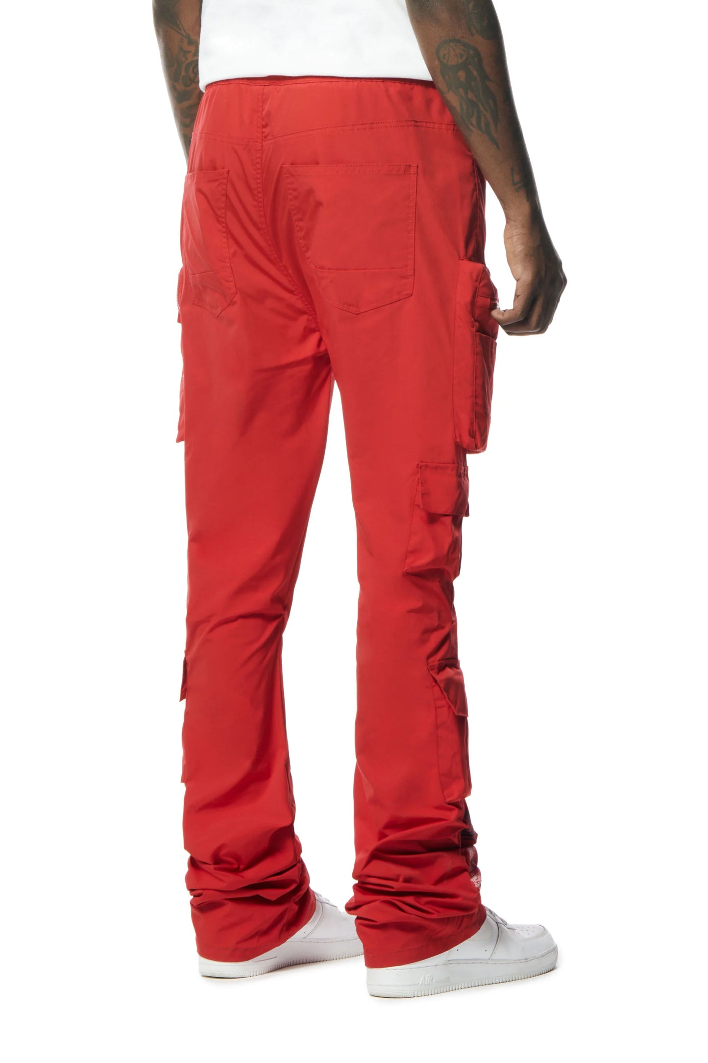 Stacked Windbreaker Utility Pants - Red-WP23585