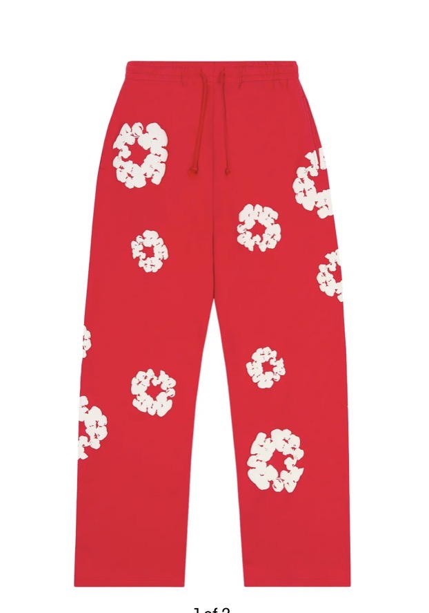 Denim Tears Cotton Wreath Baggy Sweatpants Red'