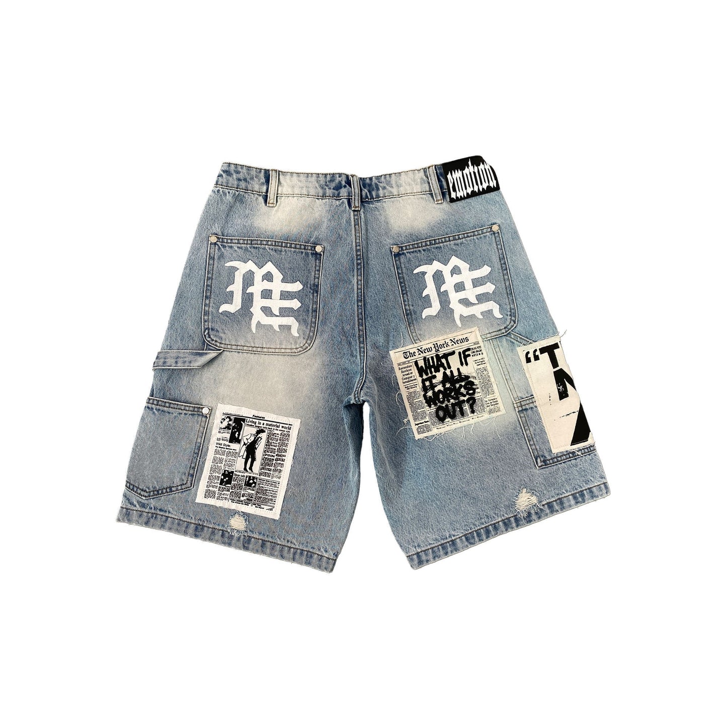 Mixed. Emotion Blue “AI” Denim Shorts