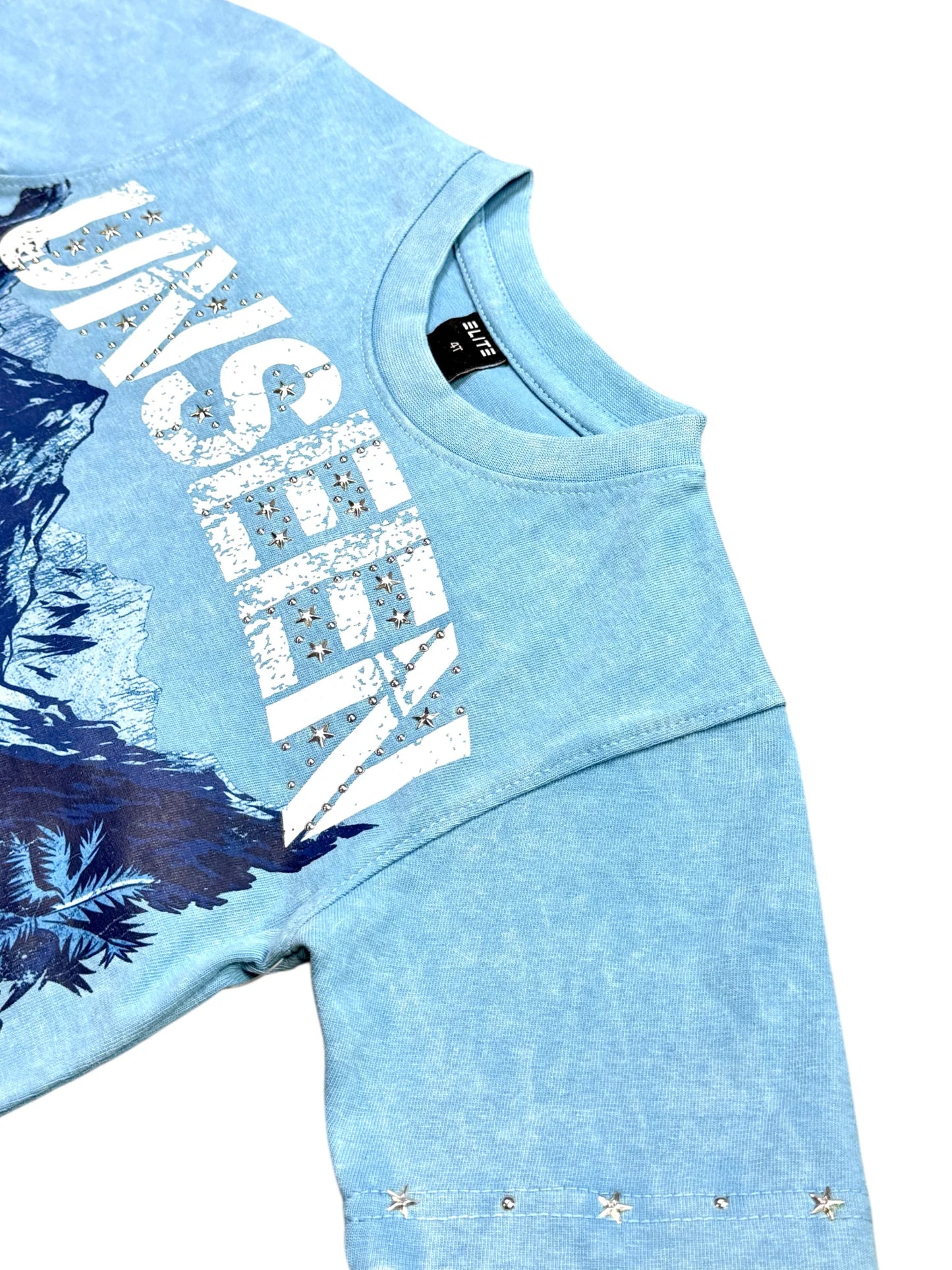 ELITE UNSEEN PREMIUM EMBELLISHED BLUE KIDS TEE