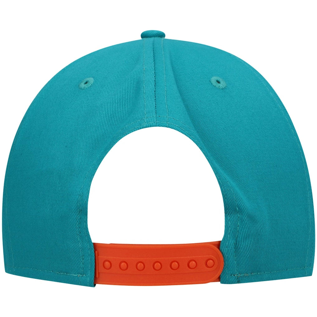Men's New Era Aqua/Orange Miami Dolphins 2-Tone Basic 9FIFTY Snapback Hat