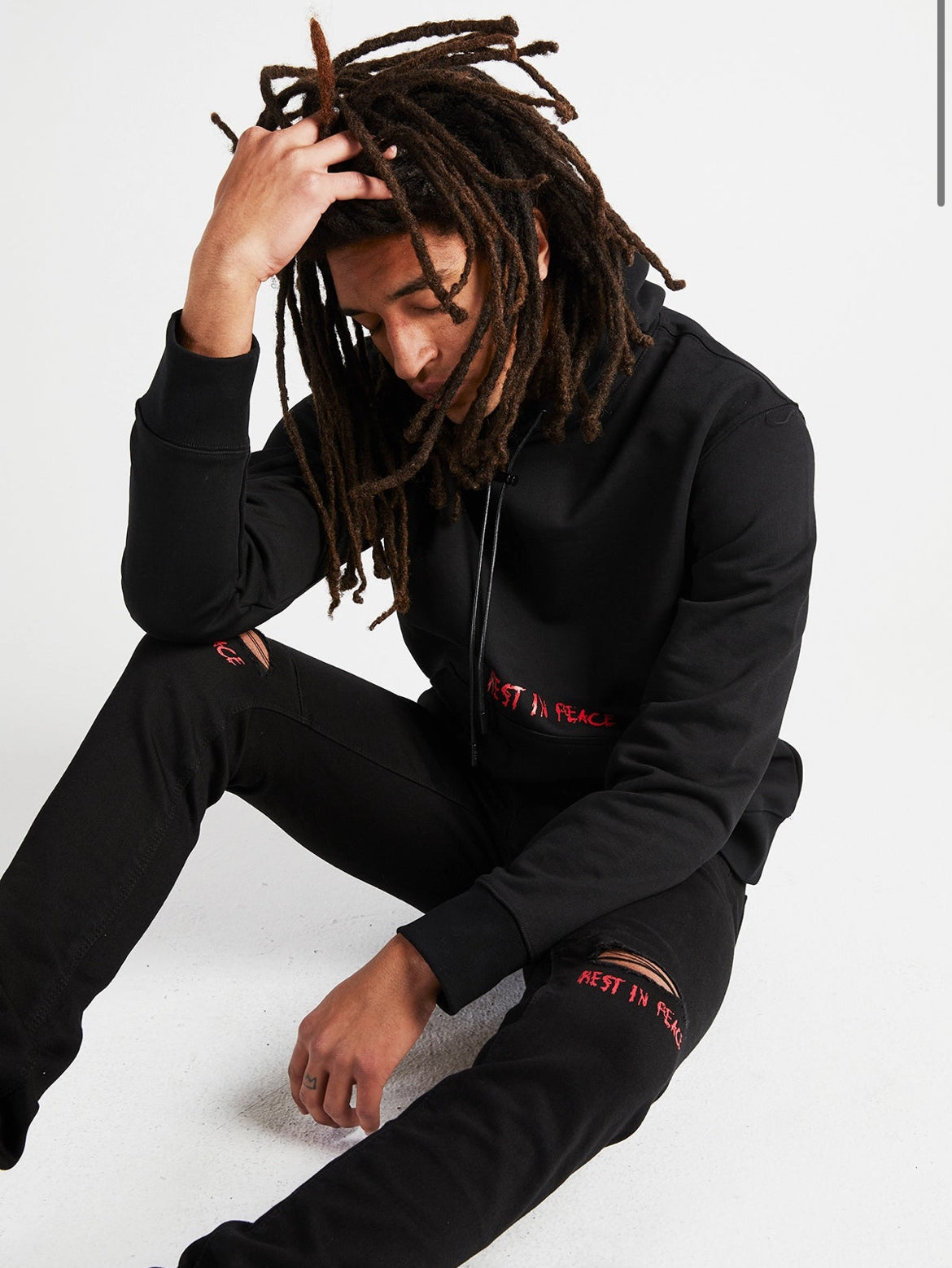 RTA-BRYANT SKINNY JEAN | BLACK RED REST IN PEACE