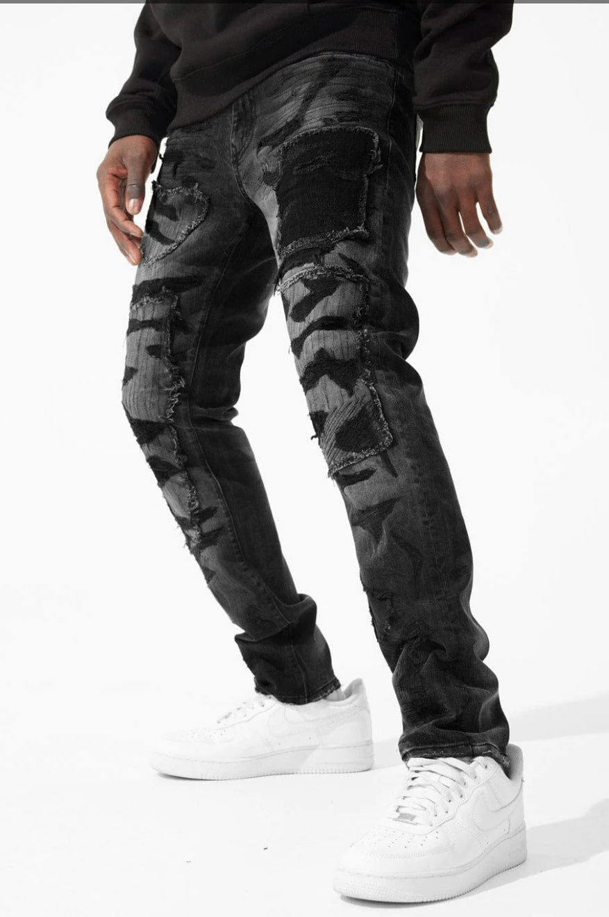 SEAN - RECONSTRUCTED DENIM (BLACK SHADOW) -JS1166