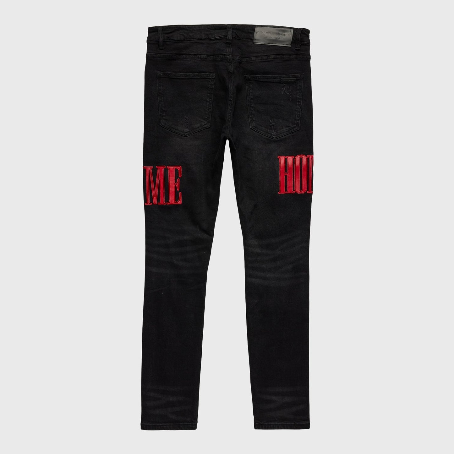 LETTERMAN DENIM BLACK WITH RED LETTERS- HOMME+FEME