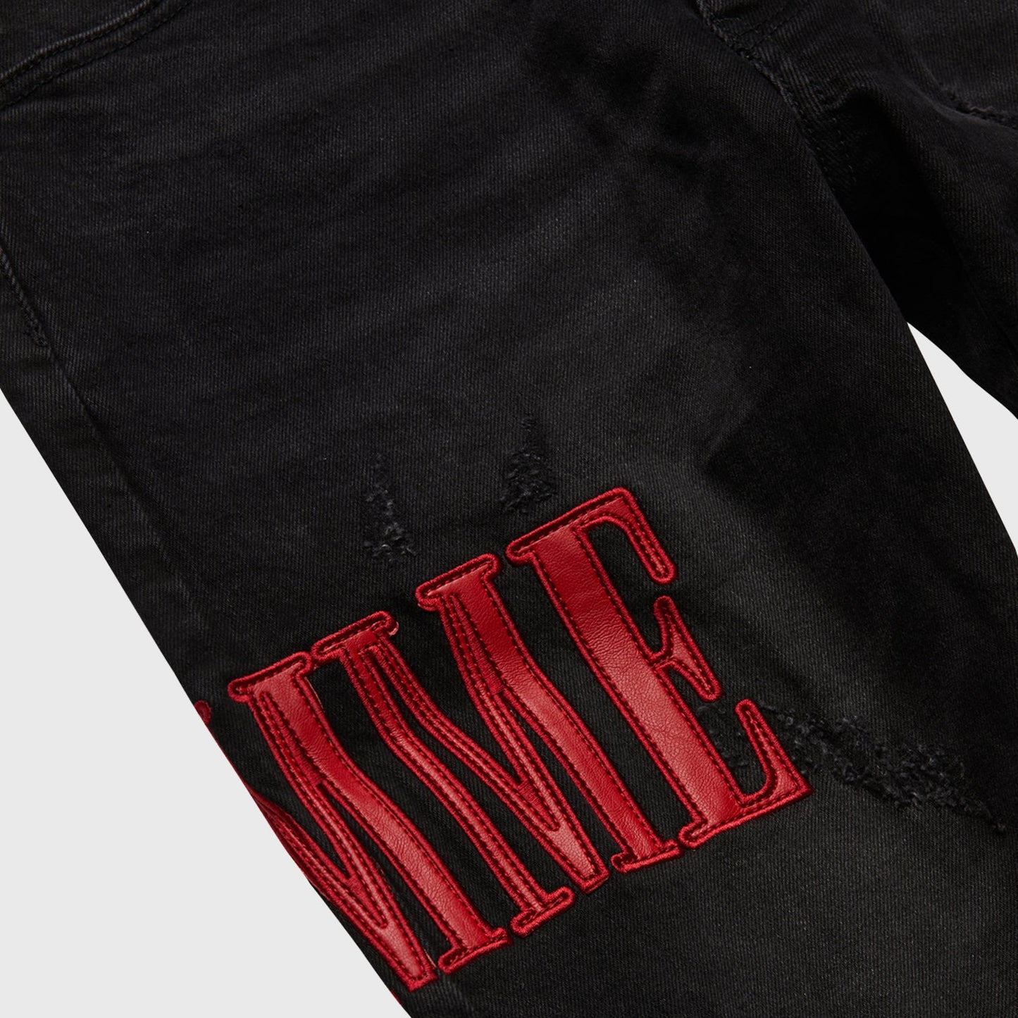 LETTERMAN DENIM BLACK WITH RED LETTERS- HOMME+FEME