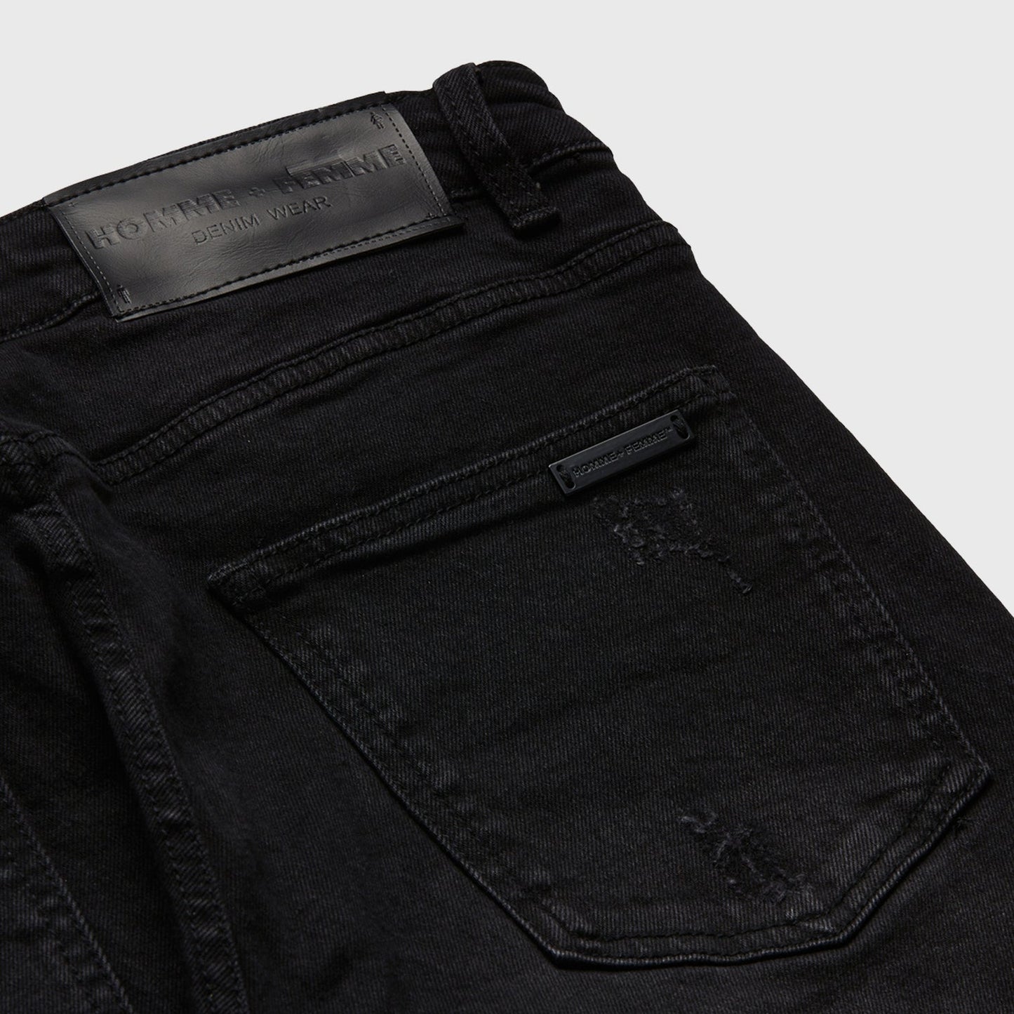 LETTERMAN DENIM BLACK WITH RED LETTERS- HOMME+FEME