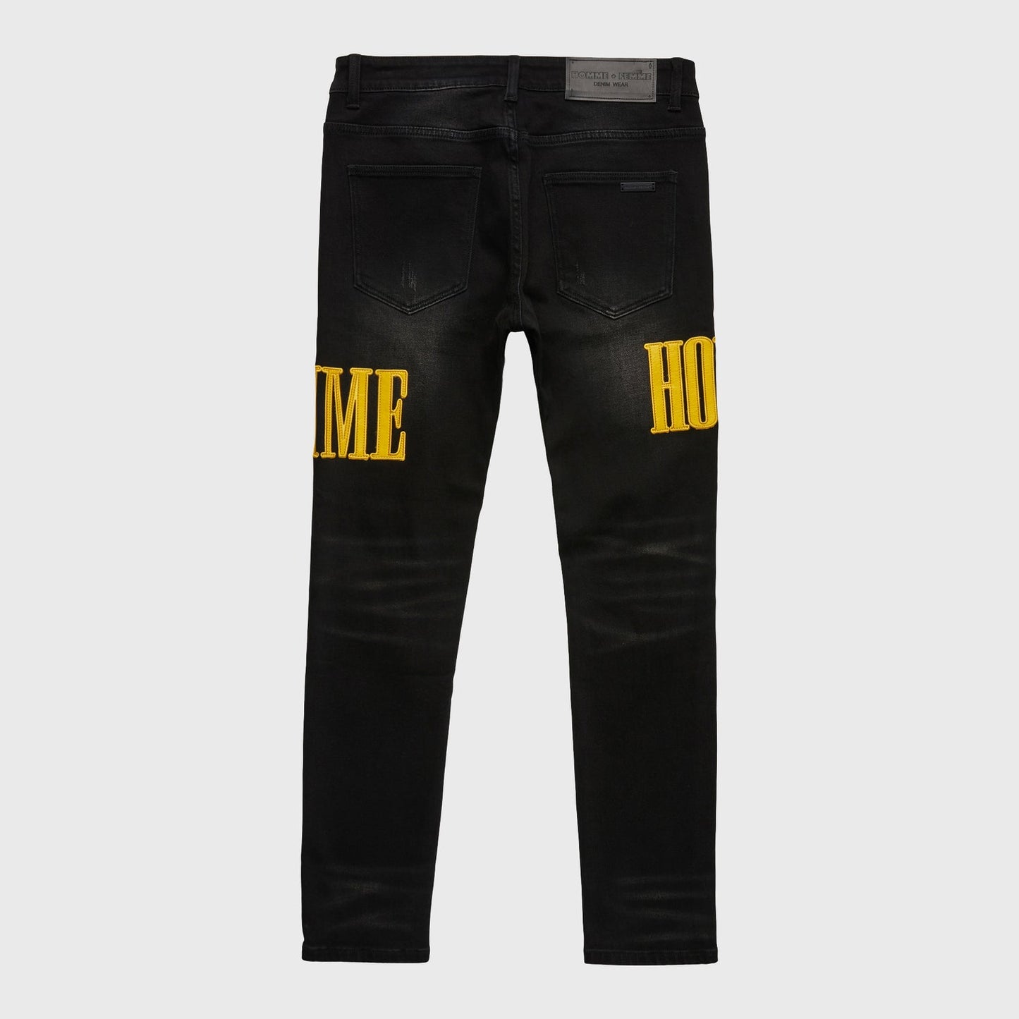 LETTERMAN DENIM BLACK WITH YELLOW LETTERS-HOMME+FEME
