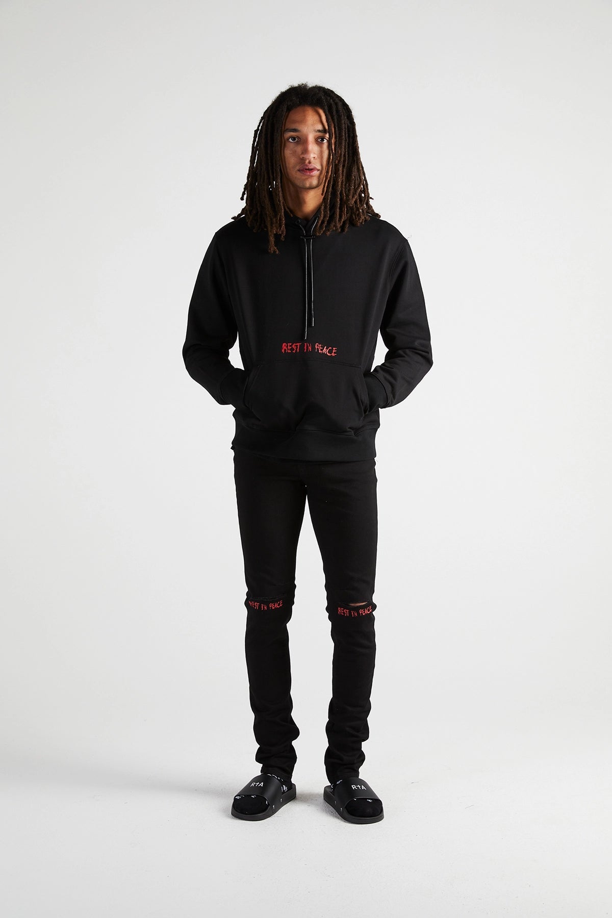RTA-DION HOODIE | BLACK RED RIP CROSS-MH24K628