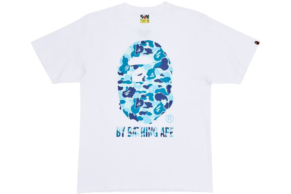 BAPE ABC CAMO BIG APE HEAD TEE WHITE X BLUE