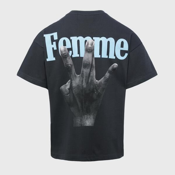 HOMME FEMME-TWISTED FINGERS TEE BLACK WITH RED AND GREEN