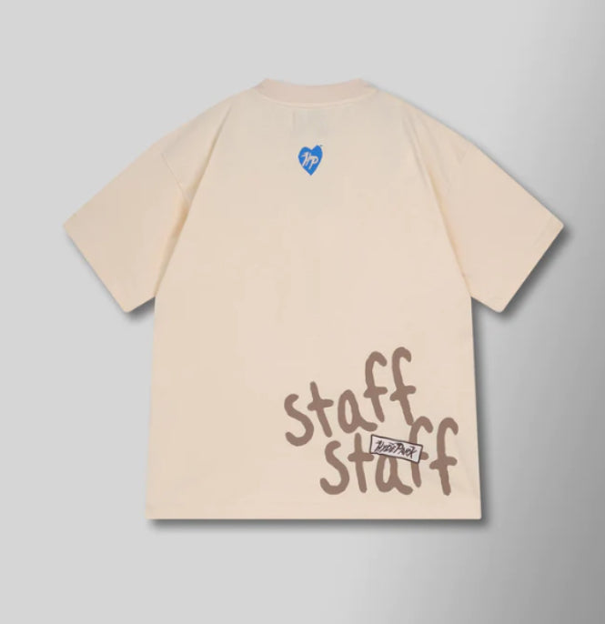 HYDEPARK-STAFF POCKET TEE - CREAM WITH BLUE HEART