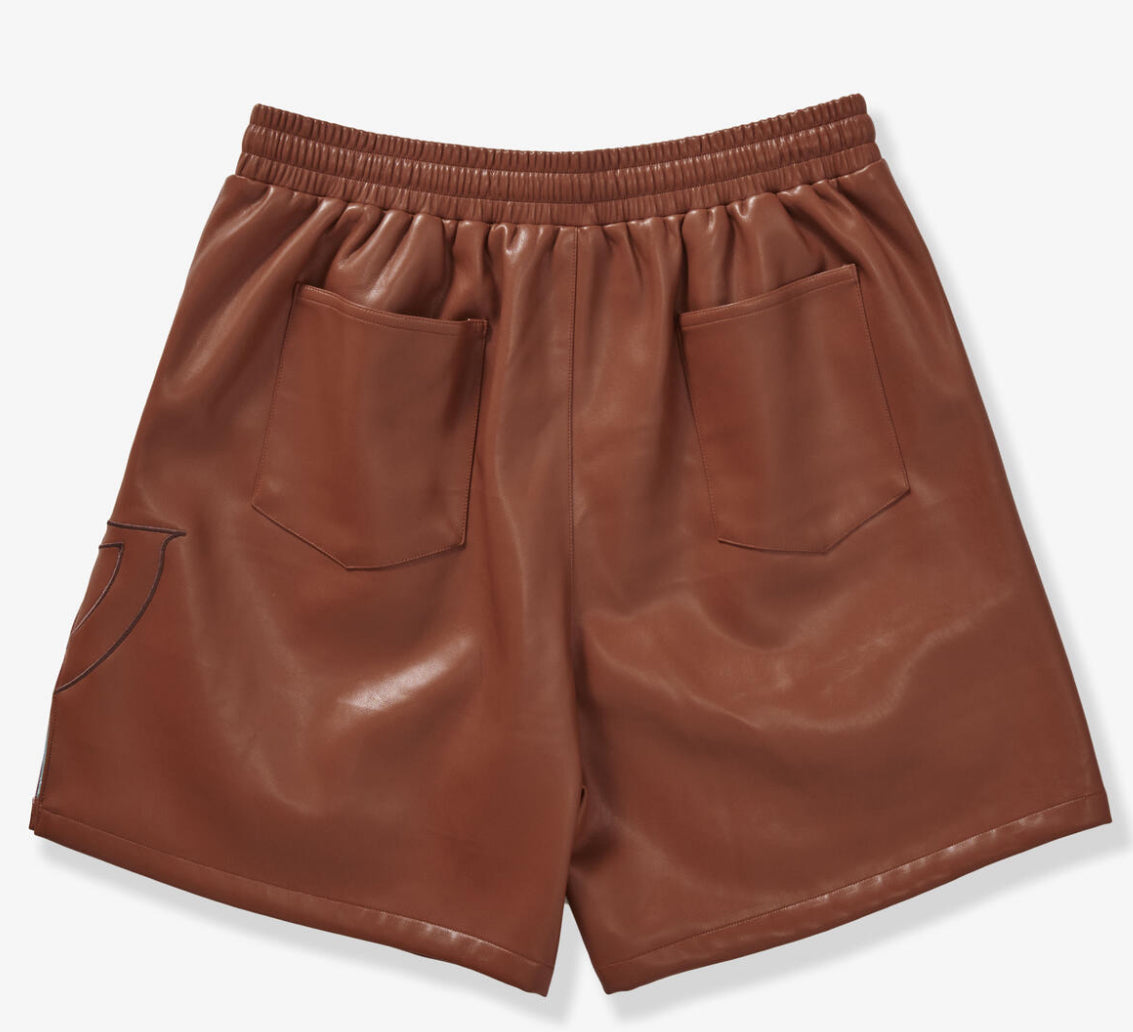 GALA-DELIRIOUS”LEATHER”SHORTS-BROWN-G-SP2-24-027