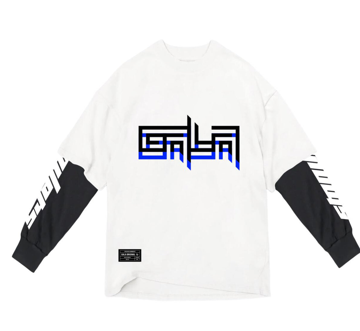 GALA-BLUE HEADACHE" L/S TEE (WHITE/BLACK)-G-SP2-24-007
