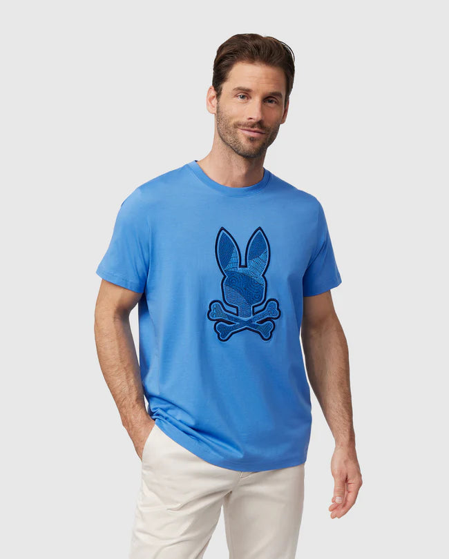 PSYCHO BUNNY-Mens Lenox Embroidered Graphic Tee -B6U174B2TS