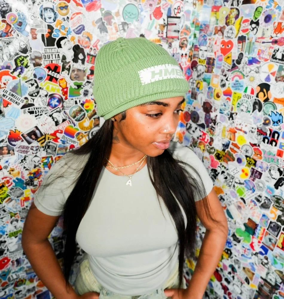HMBL olive, no ears beanie