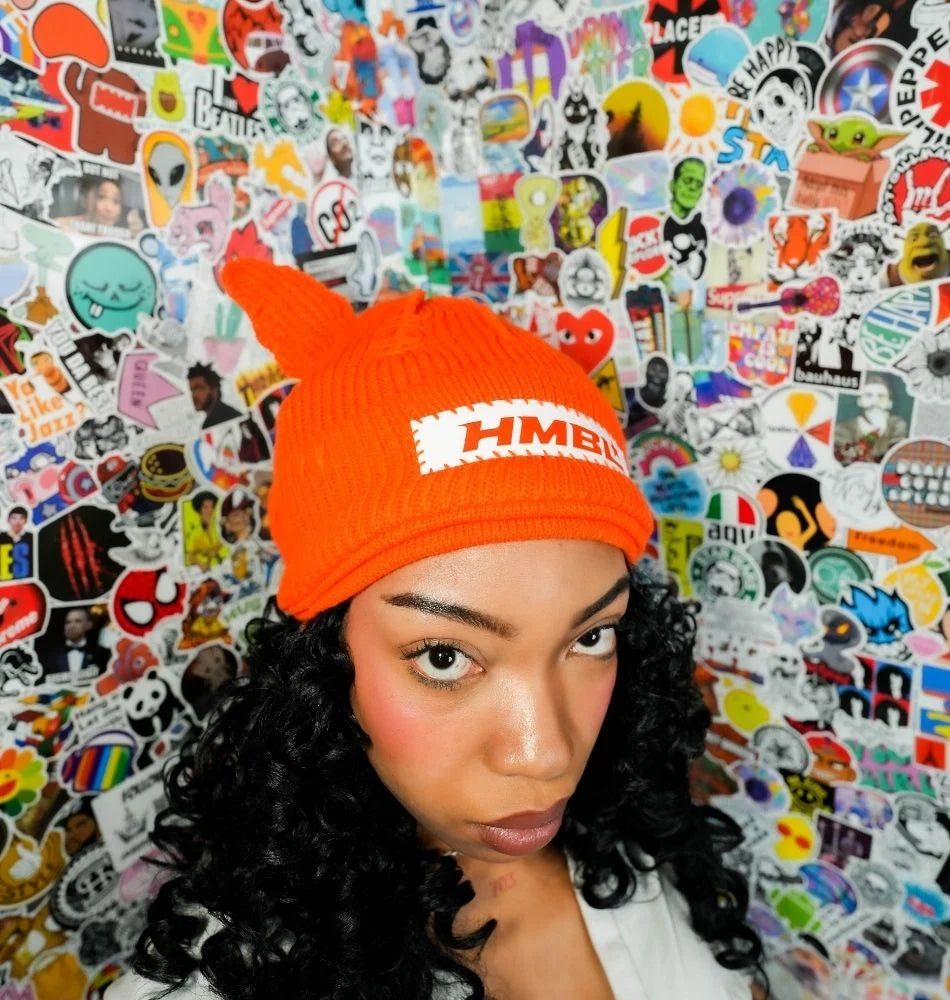 HMBL fall orange ears beanie