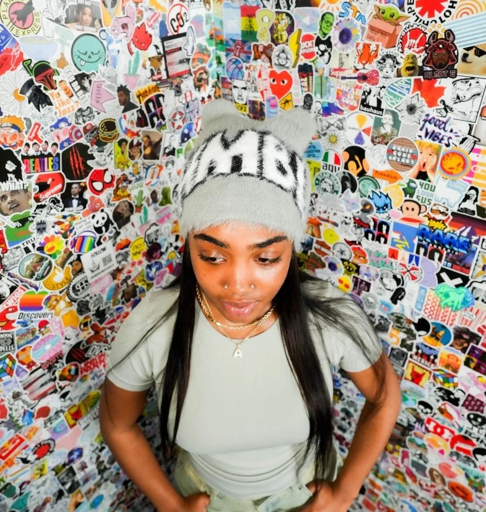 HMBL cool grey ears fur beanie