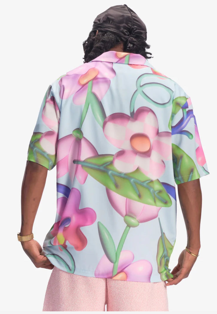 SUGARHILL-SFLORA" BUTTON-UP SHIRT (BABY BLUE)-SH24-SUM1-53