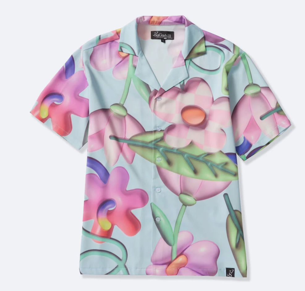 SUGARHILL-SFLORA" BUTTON-UP SHIRT (BABY BLUE)-SH24-SUM1-53