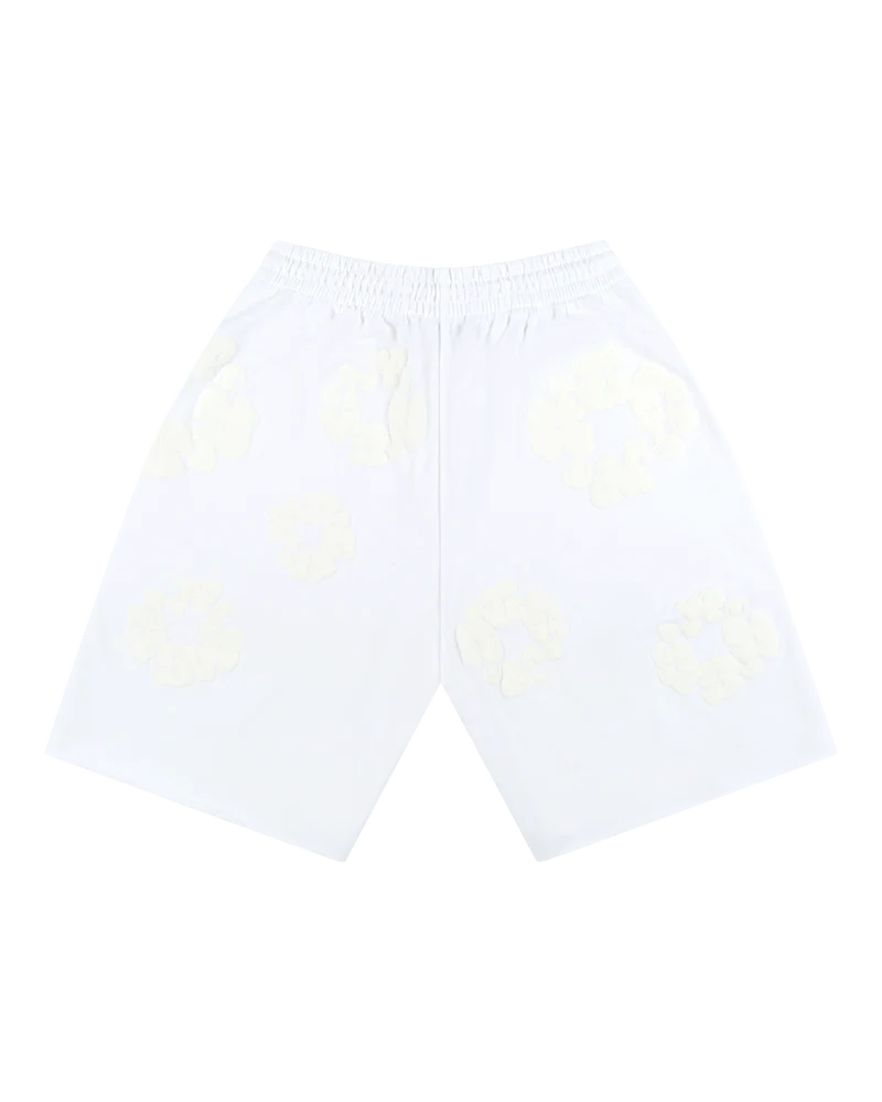 DENIM TEARS Mono Cotton Wreath Shorts White-SS24CR007