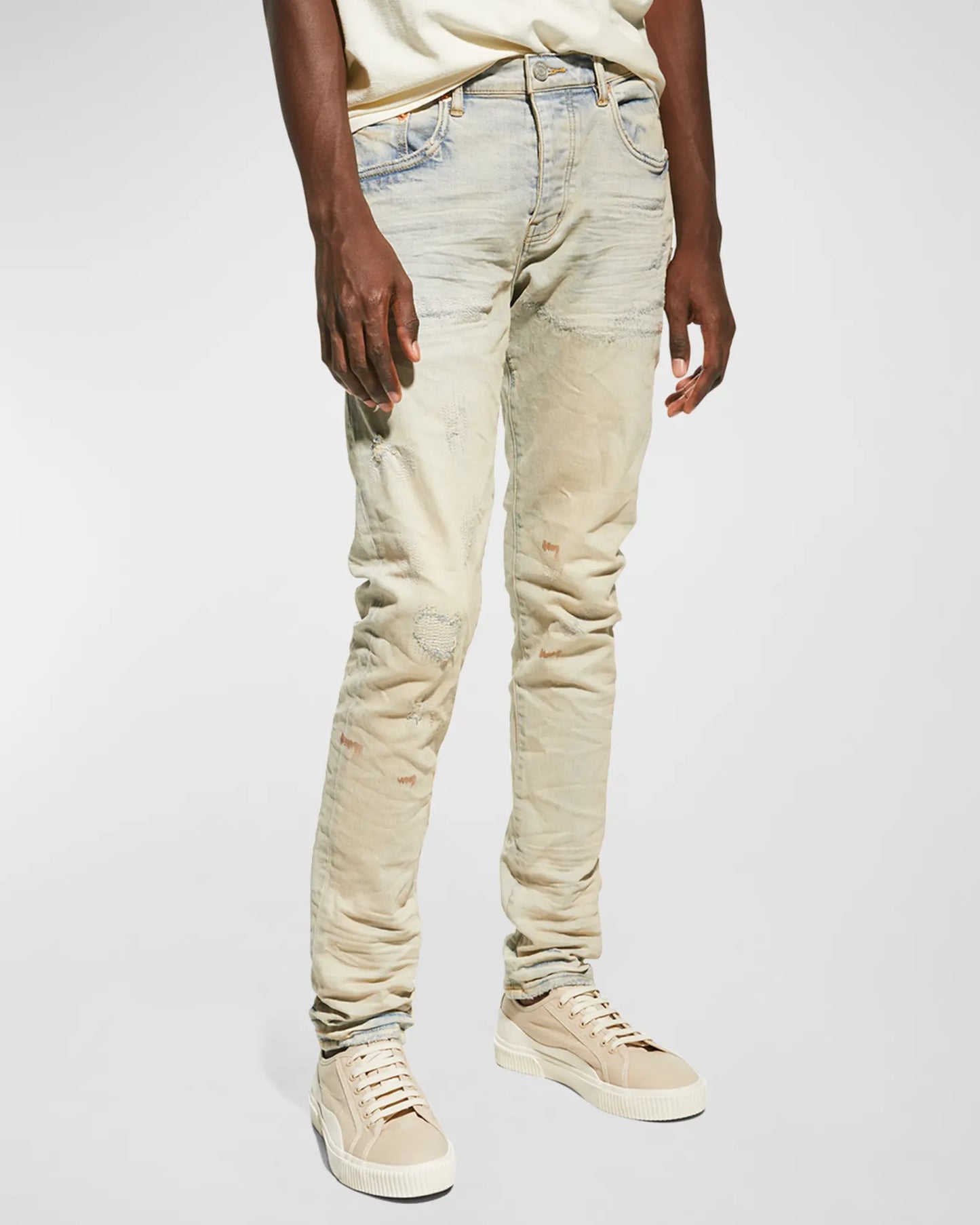 PURPLE Men's P001 Superlight Oil Repair Skinny Jeans
