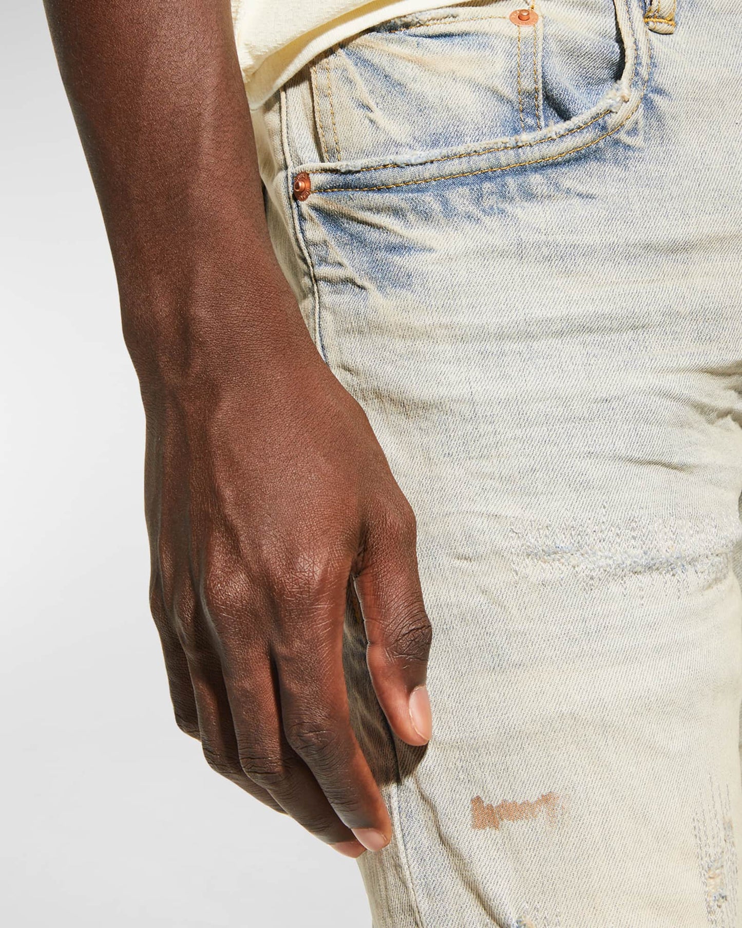 PURPLE Men's P001 Superlight Oil Repair Skinny Jeans