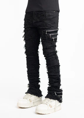 GUAPI-OBSIDIAN BLACK DISTRESSED DENIM