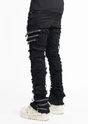 GUAPI-OBSIDIAN BLACK DISTRESSED DENIM
