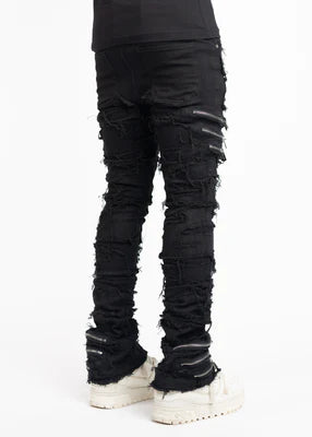 GUAPI-OBSIDIAN BLACK DISTRESSED DENIM